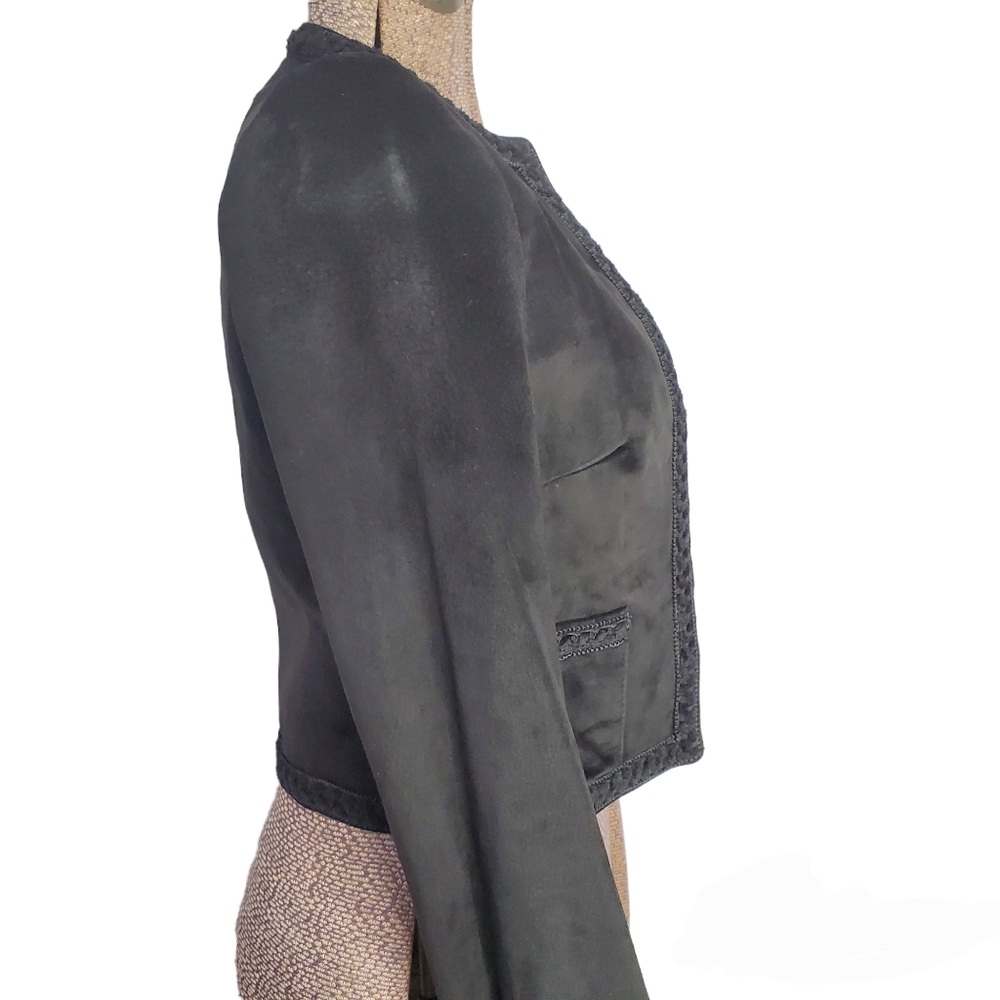 Vintage Danier black suede cropped button down jacket size small - Picture 4 of 16